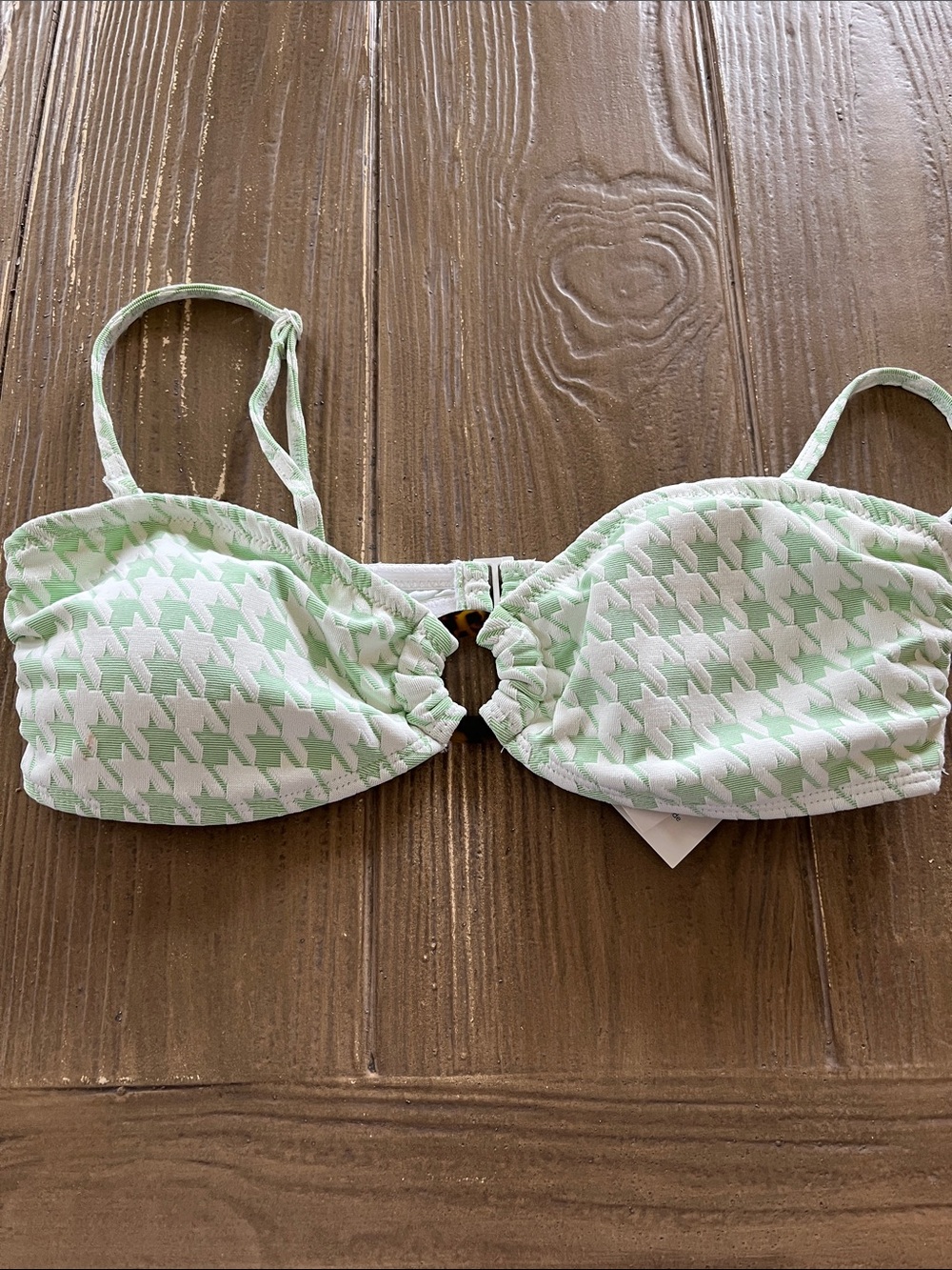 NWT Roxy Mint Houndstooth Bikini Top